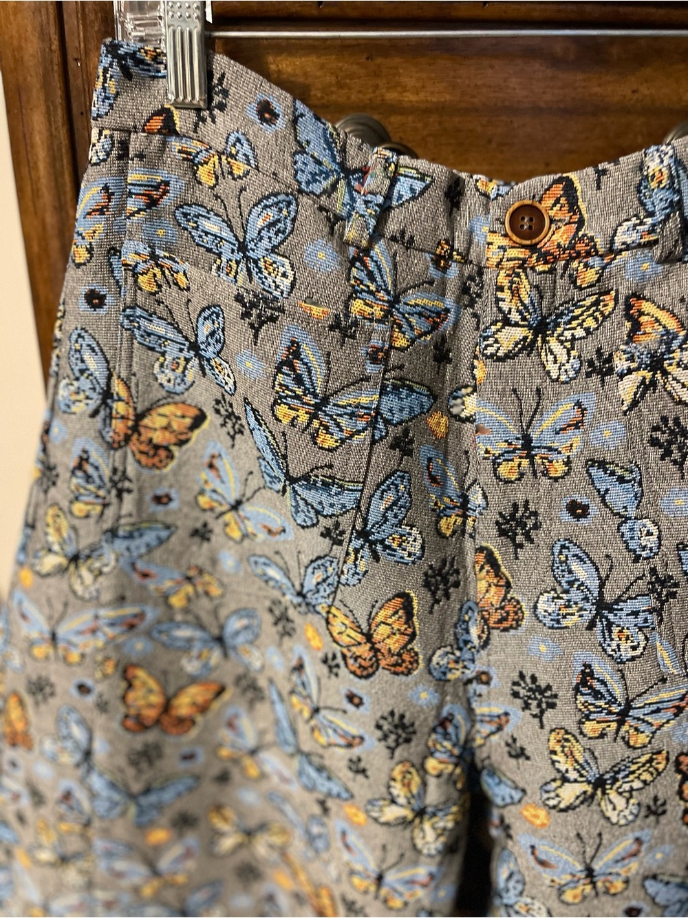 DAVI & DANI Butterfly Print Wide Leg Trousers in Blue and Yellow - Picture 2 of 7